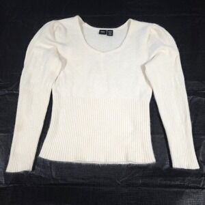 Y2k Feminine Angora Ribbed Knit Sweater Mossimo XL cream Vtg Coquette Ethereal